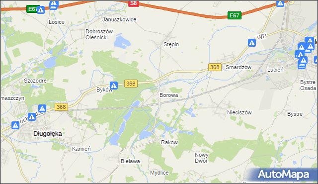 mapa Borowa gmina Długołęka, Borowa gmina Długołęka na mapie Targeo