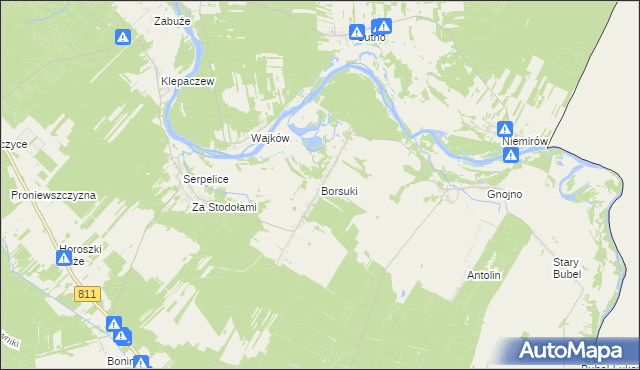 mapa Borsuki gmina Sarnaki, Borsuki gmina Sarnaki na mapie Targeo