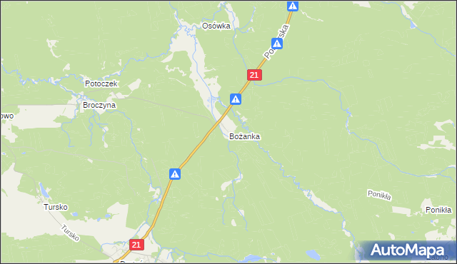 mapa Bożanka, Bożanka na mapie Targeo