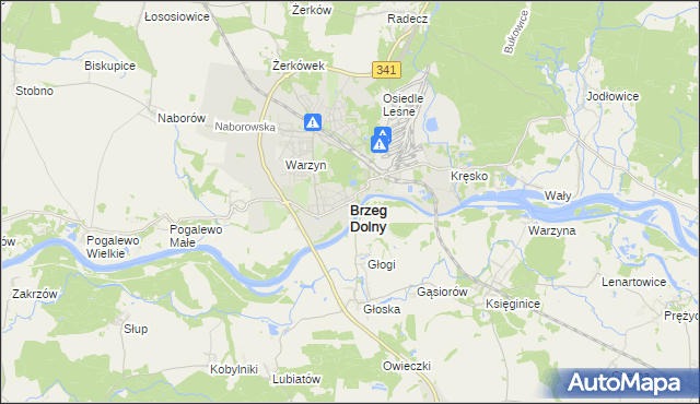 mapa Brzeg Dolny, Brzeg Dolny na mapie Targeo