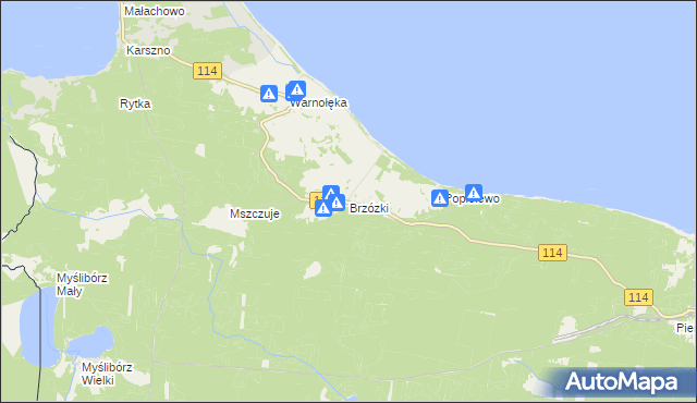 mapa Brzózki gmina Nowe Warpno, Brzózki gmina Nowe Warpno na mapie Targeo