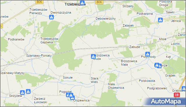 mapa Brzozowica Duża, Brzozowica Duża na mapie Targeo