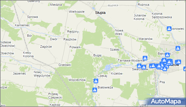 mapa Bugaj gmina Sędziszów, Bugaj gmina Sędziszów na mapie Targeo