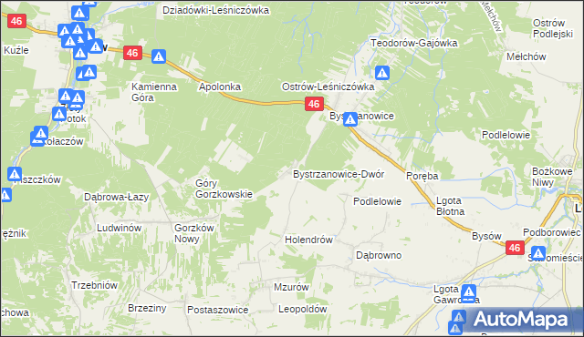 mapa Bystrzanowice-Dwór, Bystrzanowice-Dwór na mapie Targeo