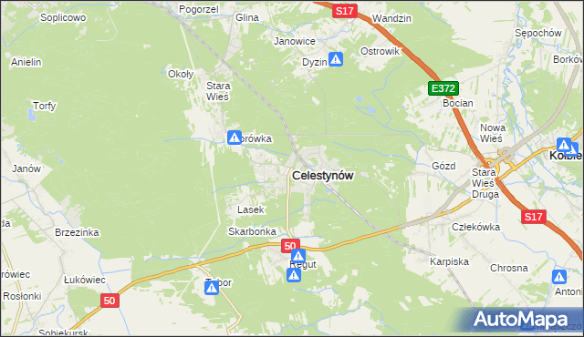 mapa Celestynów powiat otwocki, Celestynów powiat otwocki na mapie Targeo