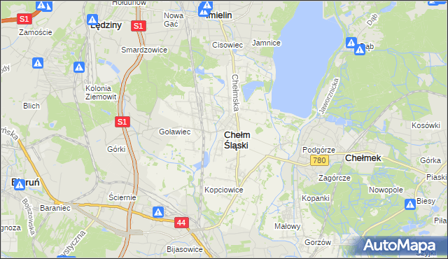 mapa Chełm Śląski, Chełm Śląski na mapie Targeo