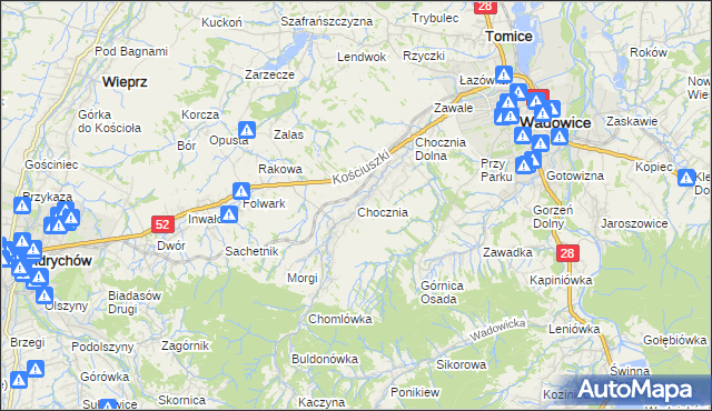mapa Chocznia, Chocznia na mapie Targeo