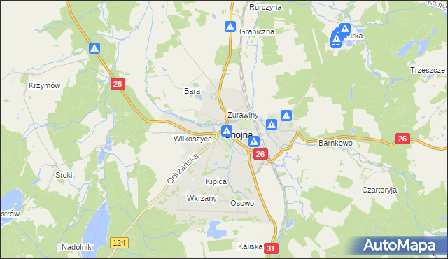 mapa Chojna powiat gryfiński, Chojna powiat gryfiński na mapie Targeo