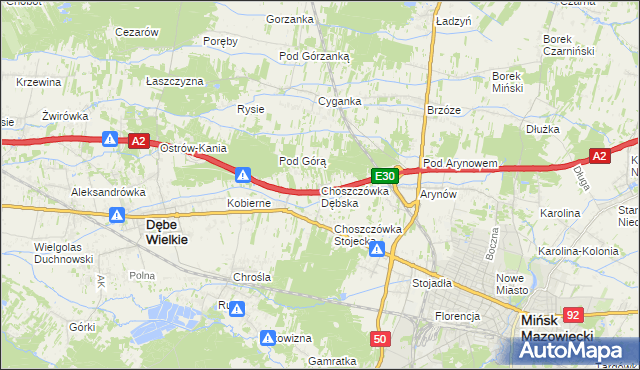 mapa Choszczówka Dębska, Choszczówka Dębska na mapie Targeo