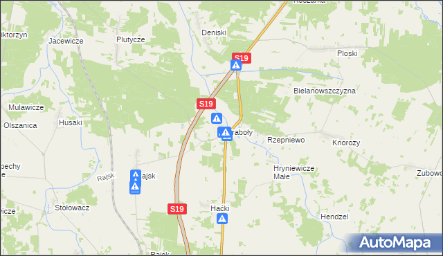 mapa Chraboły gmina Bielsk Podlaski, Chraboły gmina Bielsk Podlaski na mapie Targeo