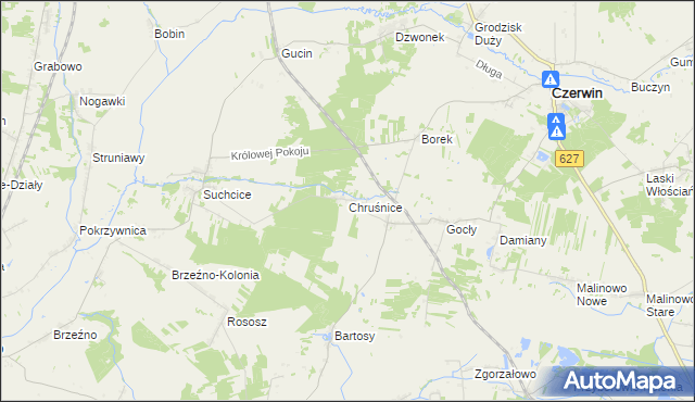 mapa Chruśnice, Chruśnice na mapie Targeo