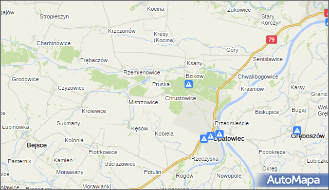 mapa Chrustowice, Chrustowice na mapie Targeo