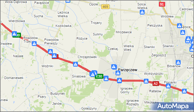 mapa Chrząstów Wielki, Chrząstów Wielki na mapie Targeo