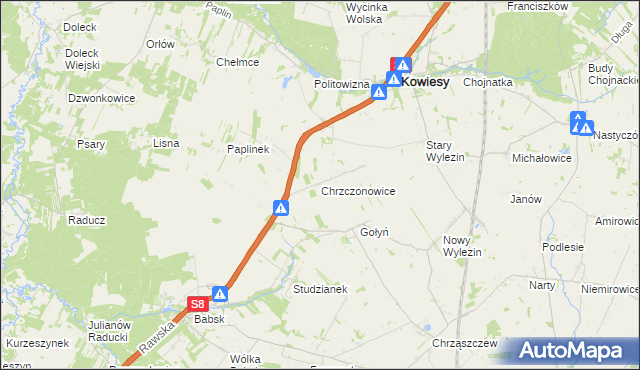 mapa Chrzczonowice, Chrzczonowice na mapie Targeo