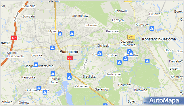 mapa Chylice gmina Piaseczno, Chylice gmina Piaseczno na mapie Targeo