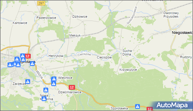 mapa Cieciszów, Cieciszów na mapie Targeo