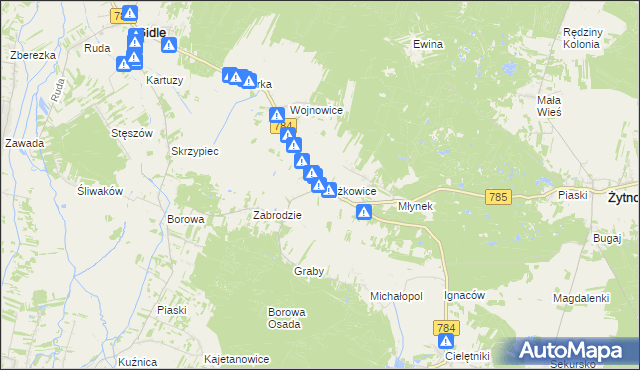 mapa Ciężkowice gmina Gidle, Ciężkowice gmina Gidle na mapie Targeo