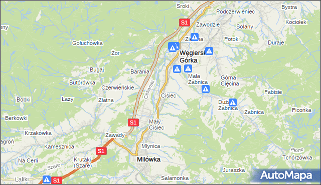 mapa Cisiec, Cisiec na mapie Targeo