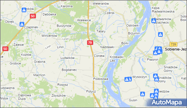 mapa Coniew, Coniew na mapie Targeo