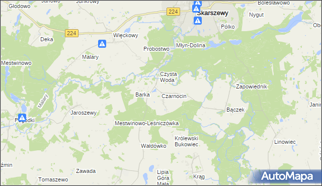 mapa Czarnocin gmina Skarszewy, Czarnocin gmina Skarszewy na mapie Targeo