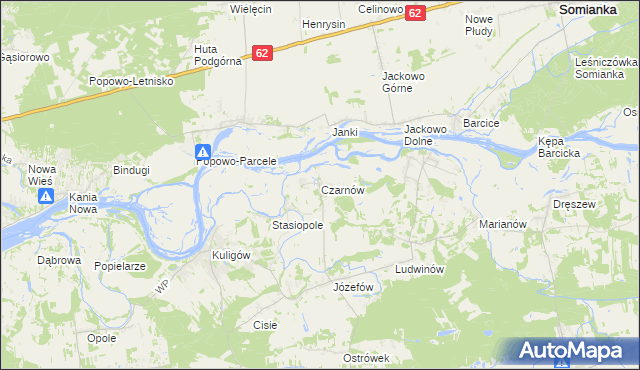 mapa Czarnów gmina Dąbrówka, Czarnów gmina Dąbrówka na mapie Targeo