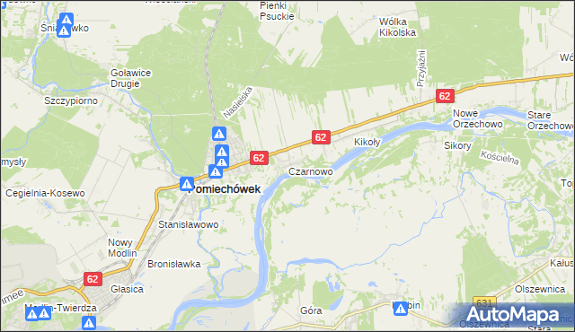 mapa Czarnowo gmina Pomiechówek, Czarnowo gmina Pomiechówek na mapie Targeo