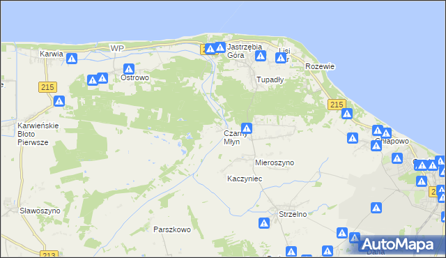 mapa Czarny Młyn gmina Puck, Czarny Młyn gmina Puck na mapie Targeo