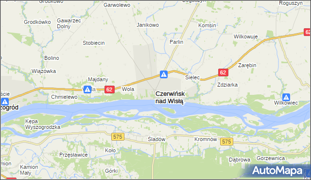 mapa Czerwińsk nad Wisłą, Czerwińsk nad Wisłą na mapie Targeo