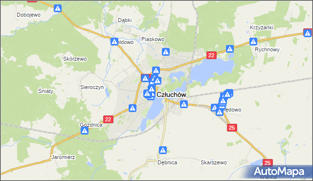 mapa Człuchów, Człuchów na mapie Targeo