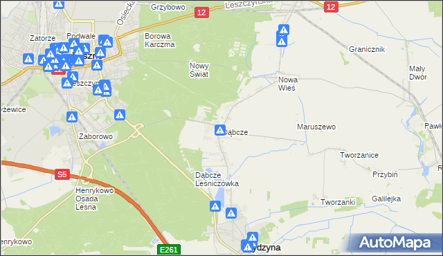 mapa Dąbcze, Dąbcze na mapie Targeo