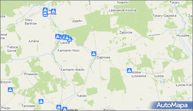 mapa Dąbrowa gmina Przesmyki, Dąbrowa gmina Przesmyki na mapie Targeo