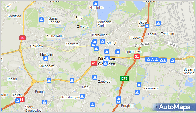 mapa Dąbrowa Górnicza, Dąbrowa Górnicza na mapie Targeo