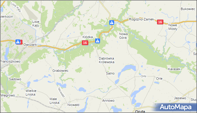 mapa Dąbrówka Królewska, Dąbrówka Królewska na mapie Targeo