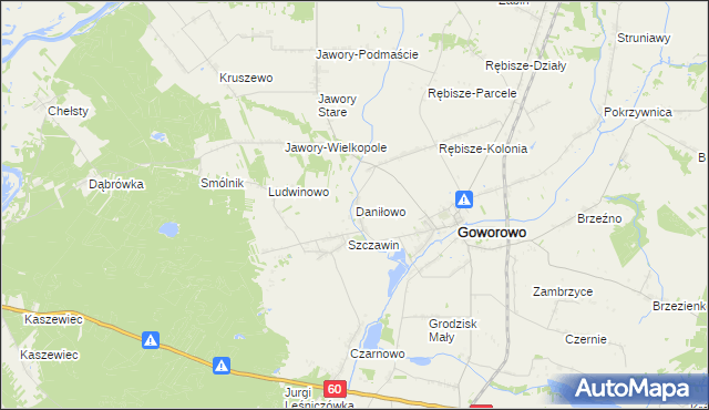 mapa Daniłowo gmina Goworowo, Daniłowo gmina Goworowo na mapie Targeo