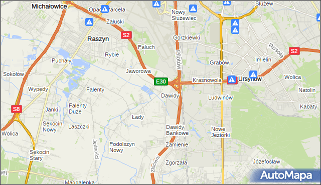 mapa Dawidy gmina Raszyn, Dawidy gmina Raszyn na mapie Targeo