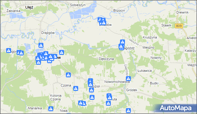 mapa Dębczyna gmina Baranów, Dębczyna gmina Baranów na mapie Targeo