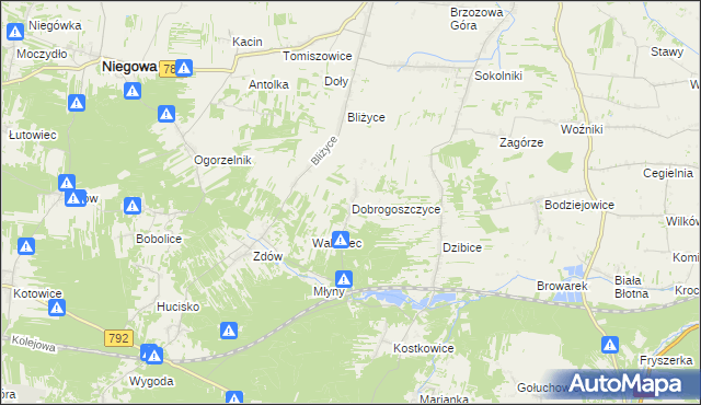 mapa Dobrogoszczyce, Dobrogoszczyce na mapie Targeo