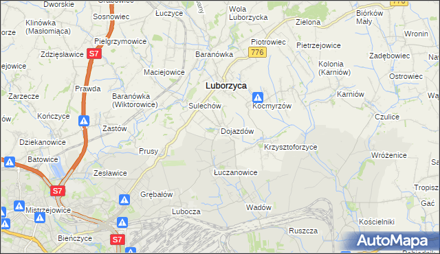 mapa Dojazdów, Dojazdów na mapie Targeo