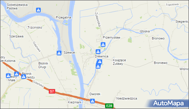 mapa Drewnica, Drewnica na mapie Targeo