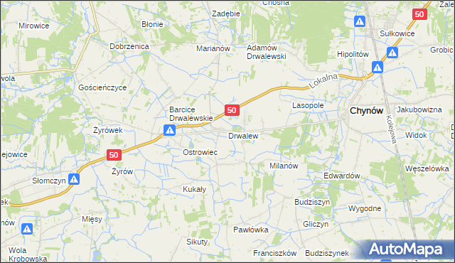 mapa Drwalew gmina Chynów, Drwalew gmina Chynów na mapie Targeo