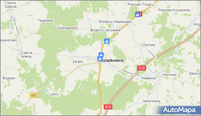 mapa Dziadkowice powiat siemiatycki, Dziadkowice powiat siemiatycki na mapie Targeo