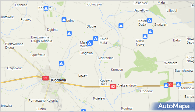 mapa Dzierzbice, Dzierzbice na mapie Targeo