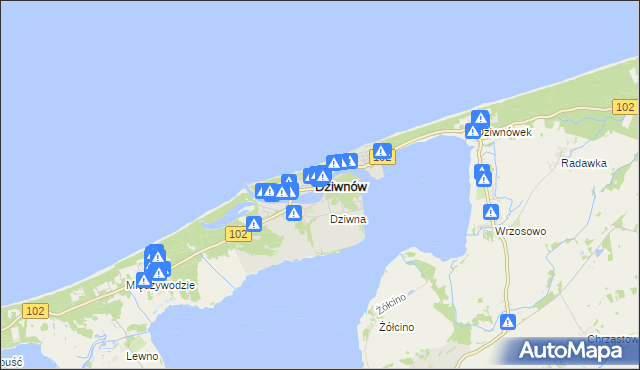 mapa Dziwnów, Dziwnów na mapie Targeo