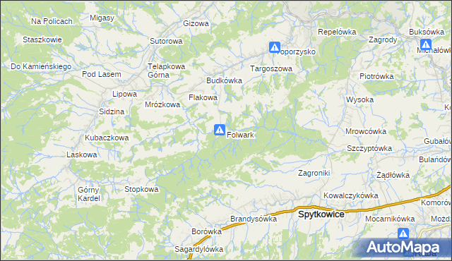 mapa Folwark gmina Jordanów, Folwark gmina Jordanów na mapie Targeo