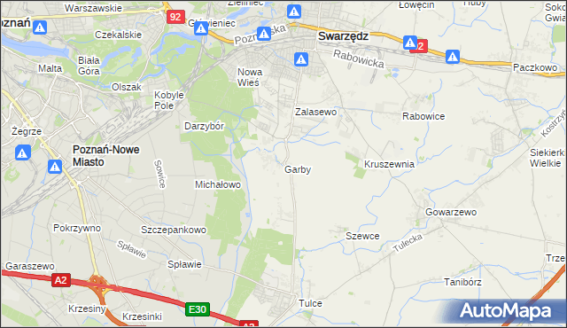 mapa Garby gmina Swarzędz, Garby gmina Swarzędz na mapie Targeo