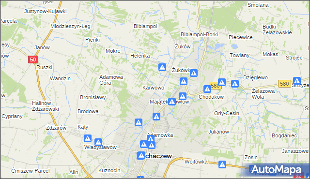 mapa Gawłów gmina Sochaczew, Gawłów gmina Sochaczew na mapie Targeo