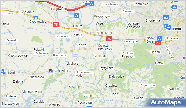 mapa Gierczyce gmina Bochnia, Gierczyce gmina Bochnia na mapie Targeo