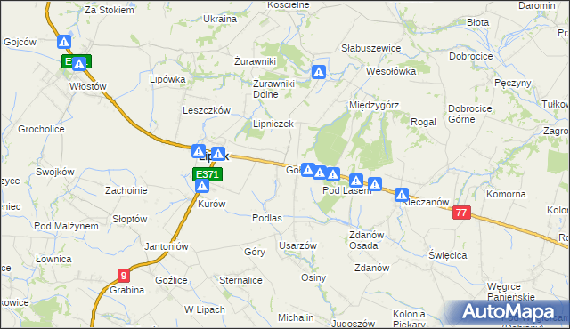 mapa Gołębiów gmina Lipnik, Gołębiów gmina Lipnik na mapie Targeo