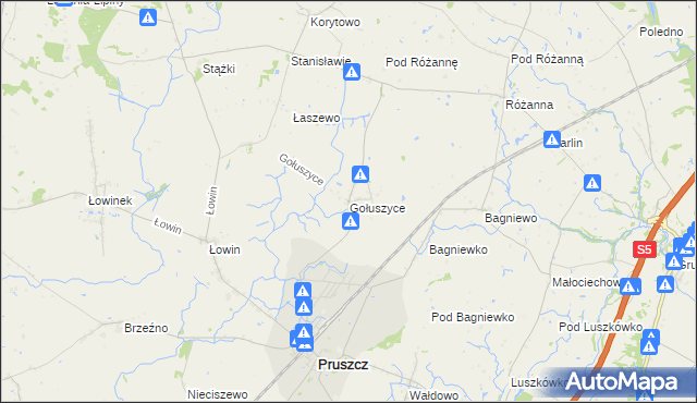mapa Gołuszyce, Gołuszyce na mapie Targeo