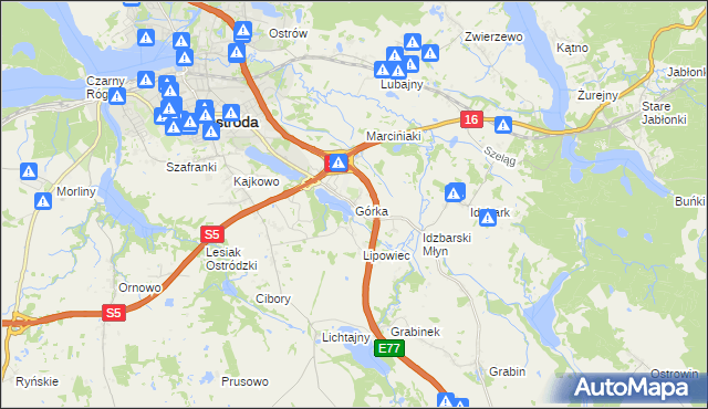 mapa Górka gmina Ostróda, Górka gmina Ostróda na mapie Targeo